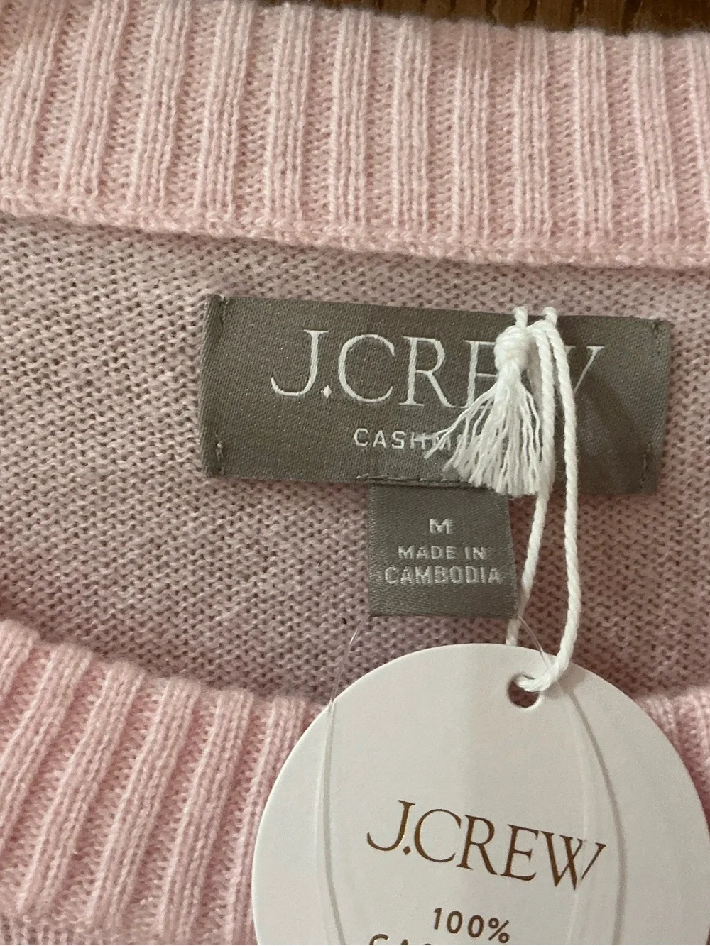 J. Crew Women’s Perfect 100% Cashmere Soft Pink Crewneck Sweater M CN259